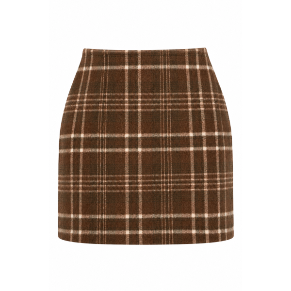 Give Thanks Brown Plaid Mini Skirt