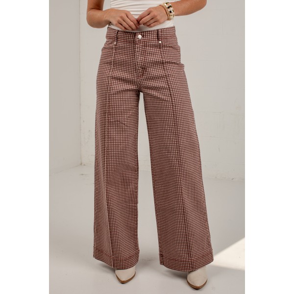 Checked Into Fall Mocha Gingham Pants