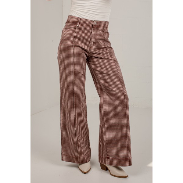 Checked Into Fall Mocha Gingham Pants