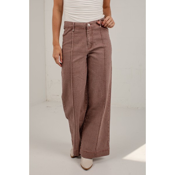 Checked Into Fall Mocha Gingham Pants