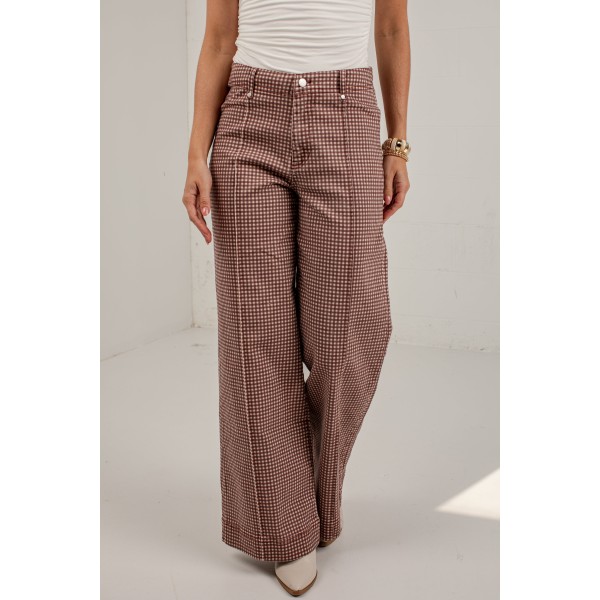 Checked Into Fall Mocha Gingham Pants