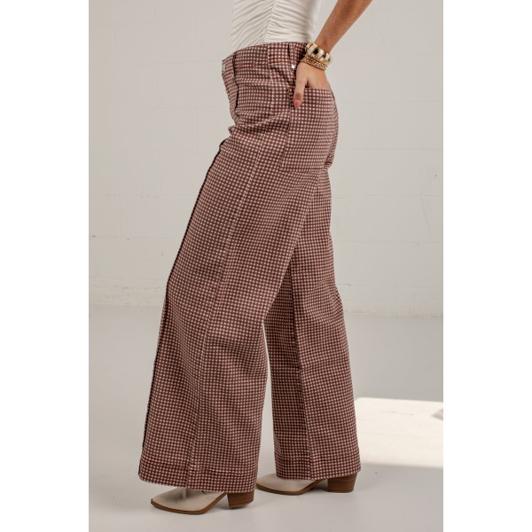 Checked Into Fall Mocha Gingham Pants