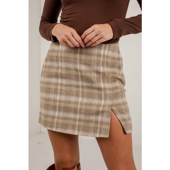 Going Home Grey Plaid Mini Skirt