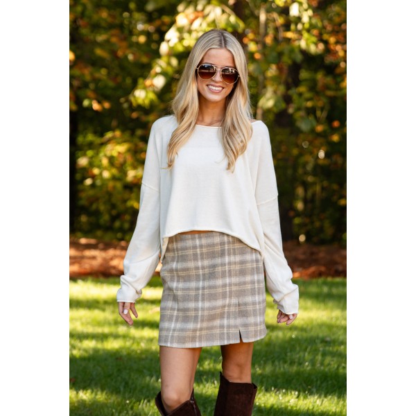 Going Home Grey Plaid Mini Skirt