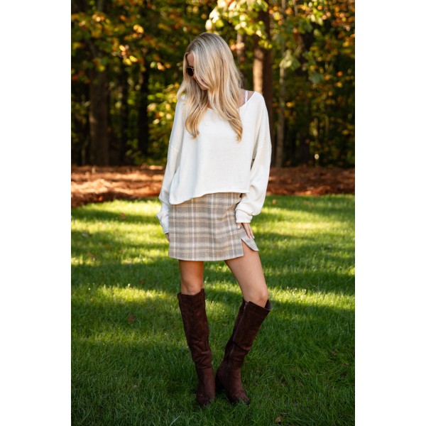 Going Home Grey Plaid Mini Skirt