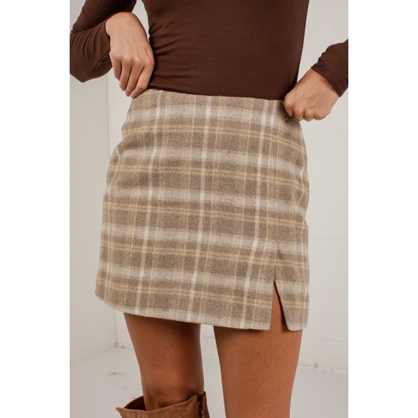 Going Home Grey Plaid Mini Skirt
