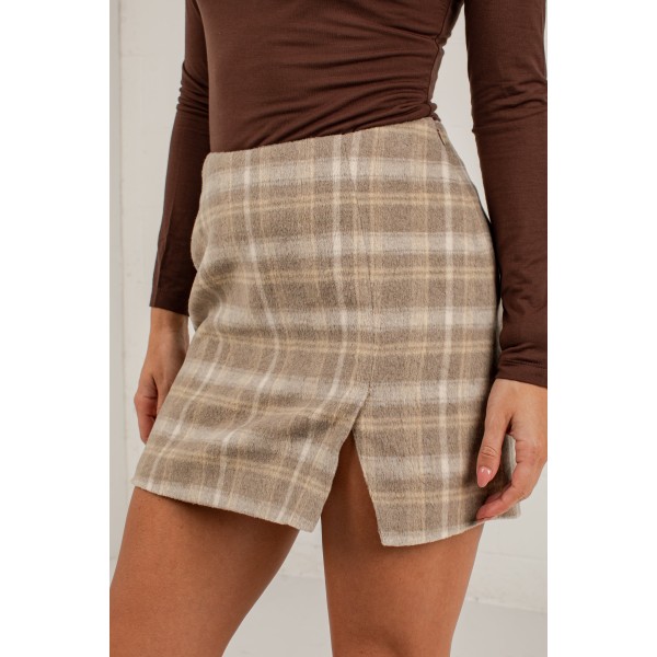 Going Home Grey Plaid Mini Skirt