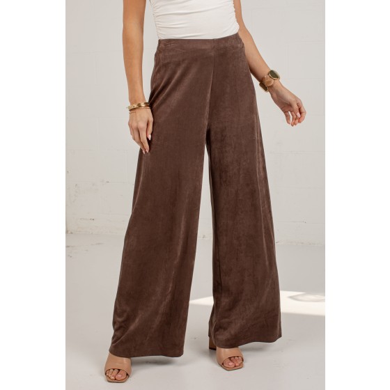 Pumpkin Lane Brown Suede Wide Leg Pants
