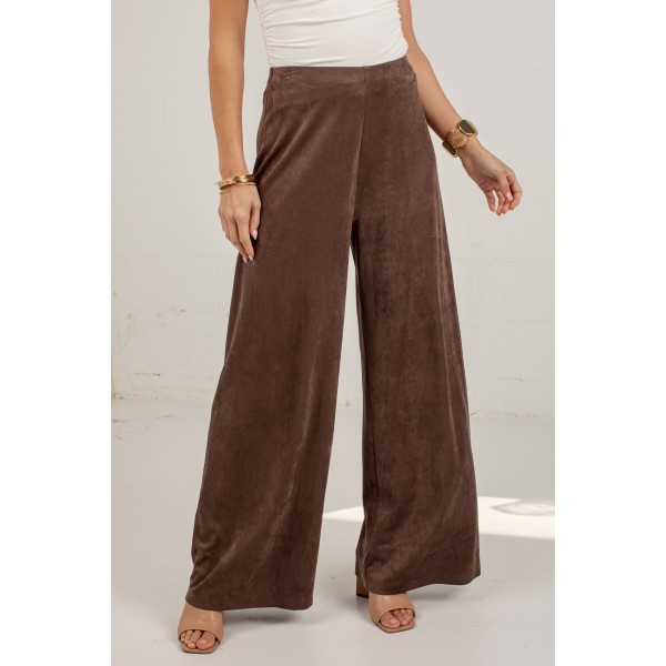 Pumpkin Lane Brown Suede Wide Leg Pants