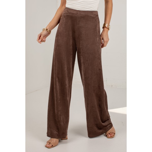 Pumpkin Lane Brown Suede Wide Leg Pants