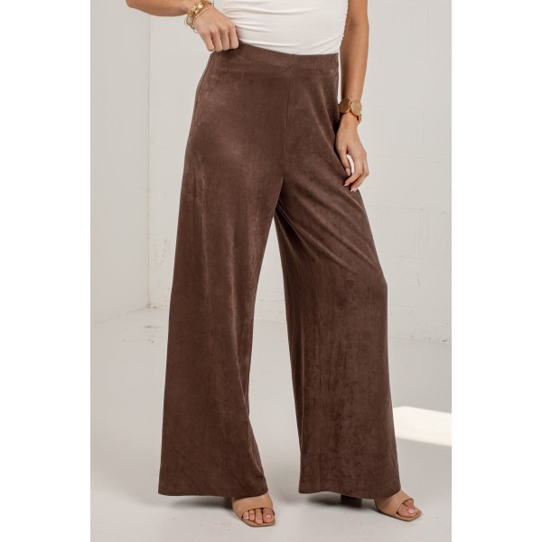 Pumpkin Lane Brown Suede Wide Leg Pants