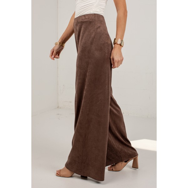 Pumpkin Lane Brown Suede Wide Leg Pants
