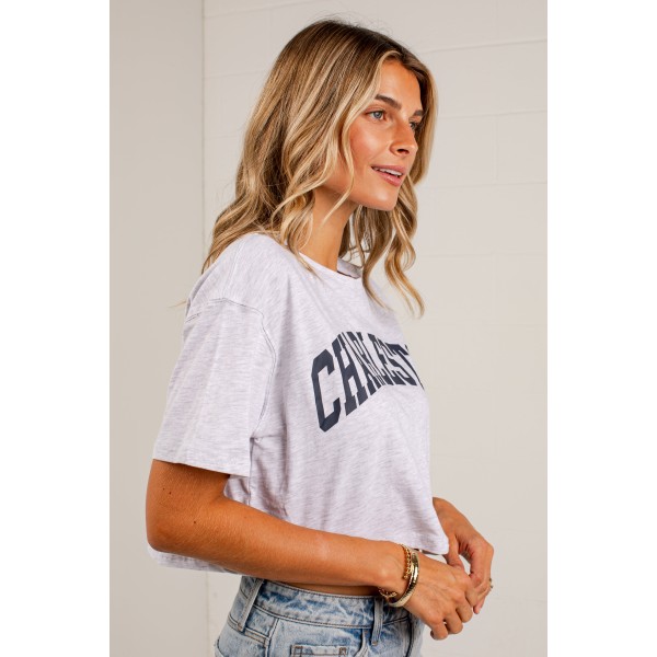 Heather Grey Charleston Script Cropped Tee