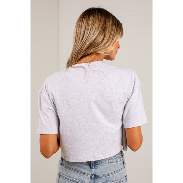 Heather Grey Charleston Script Cropped Tee
