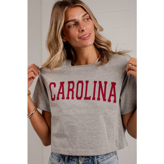 Heather Grey Carolina Cropped Graphic Tee