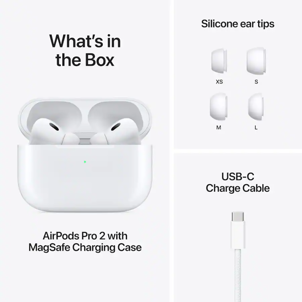 Apple AirPods Pro 2nd Generation with MagSafe Case USB-C White MTJV3AM/A