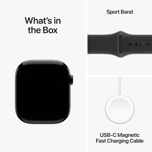 Apple Watch Series 11 46mm GPS Jet Black Case w Black Sport Band M/L MEUX4LW/A