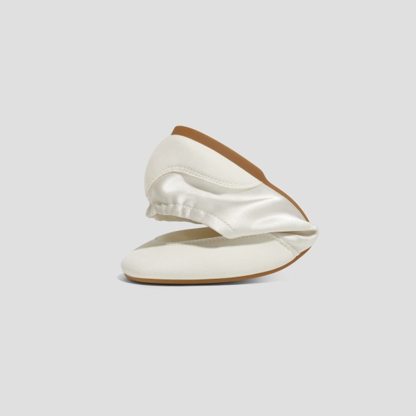 Square-Toe Lace-Up Satin Sneakerina (Cristina) - Light Gold