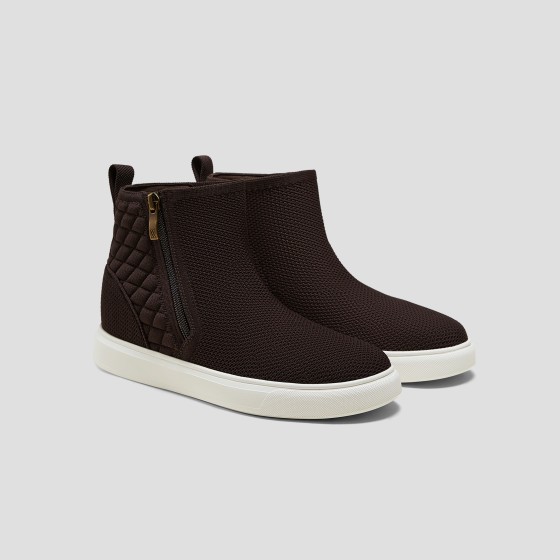 Round-Toe Hidden Wedge Sneakers (Casey) - Dark Chocolate