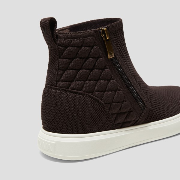 Round-Toe Hidden Wedge Sneakers (Casey) - Dark Chocolate