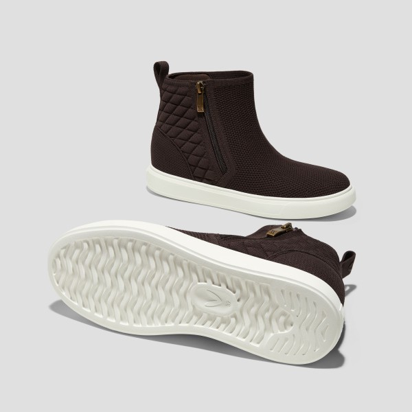 Round-Toe Hidden Wedge Sneakers (Casey) - Dark Chocolate