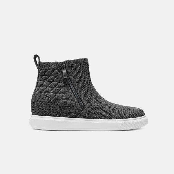 Round-Toe Hidden Wedge Sneakers (Casey) - Rich Grey