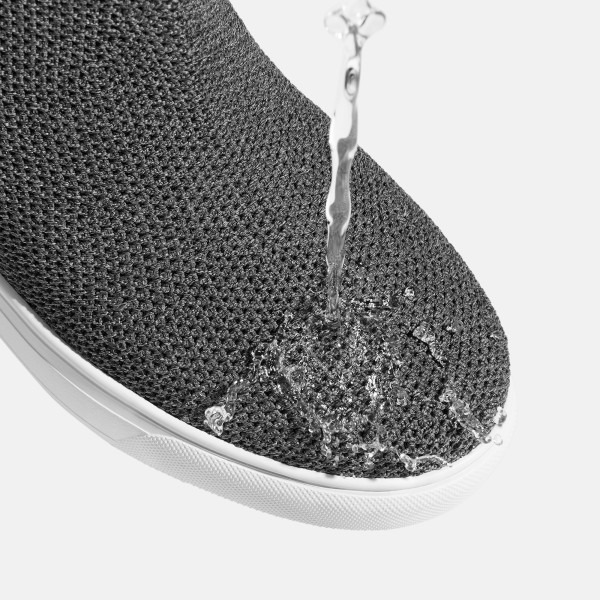 Round-Toe Hidden Wedge Sneakers (Casey) - Rich Grey