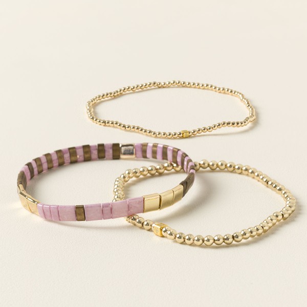 I Love You Morse Code Bracelet Stack
