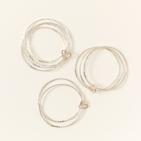 Personalized All Heart Bangle Set