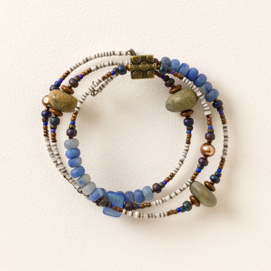 Tumbled Blue Ocean Spiral Bracelet