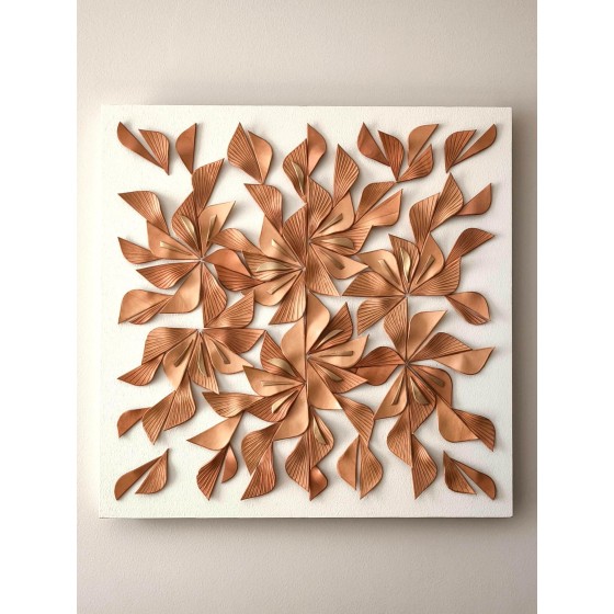 Large 3D Leather Wall Art "Botanica: 6 flowers" — Sculptural Textured Botanical Wall Decor, Handmade
