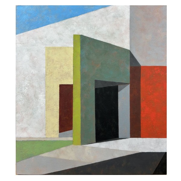 油彩×ワックス画「Courtyard, West Wall」