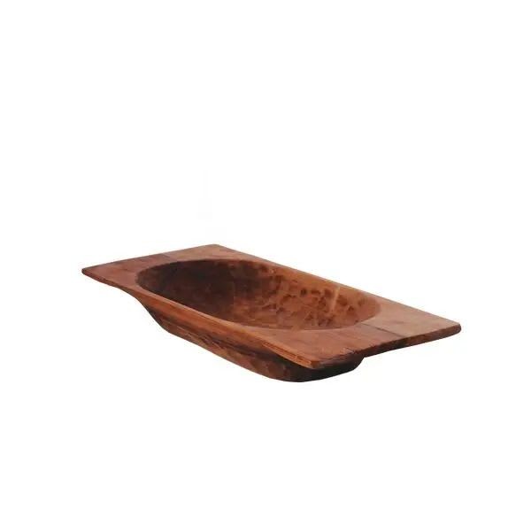 24" Handcrafted Large Wood Dough Bowl Tray – Rustic Trencher