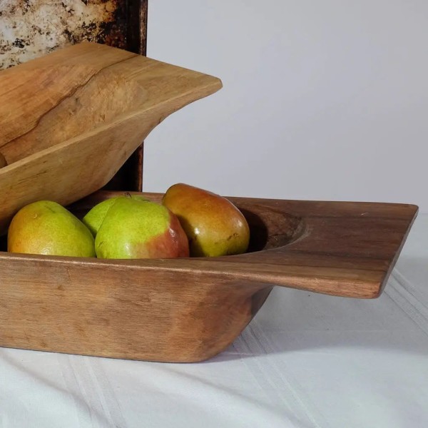 24" Handcrafted Large Wood Dough Bowl Tray – Rustic Trencher
