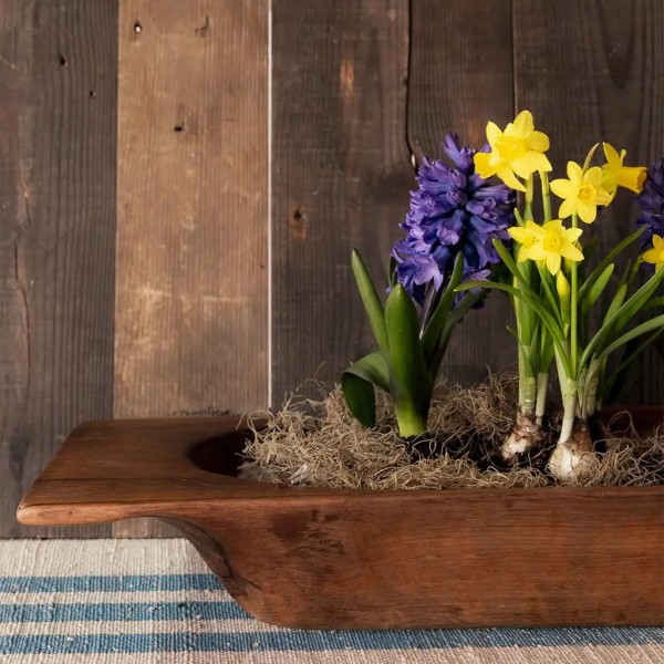 24" Handcrafted Large Wood Dough Bowl Tray – Rustic Trencher