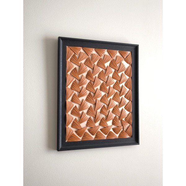 ベジタブルタンニンレザー壁アート「Way of Fans」11x14