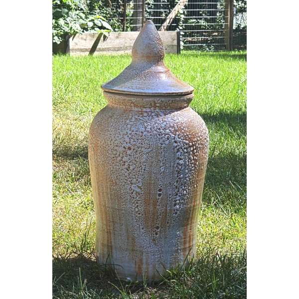 Lidded Ceramic Outdoor Vessel