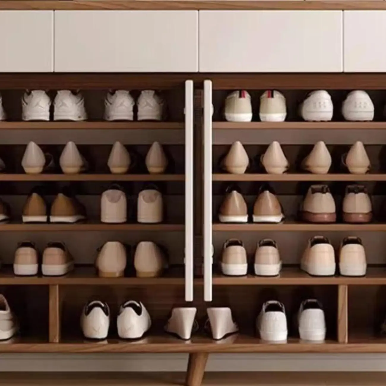 ブラウンウッド 玄関 シューズキャビネット ドロワー付き