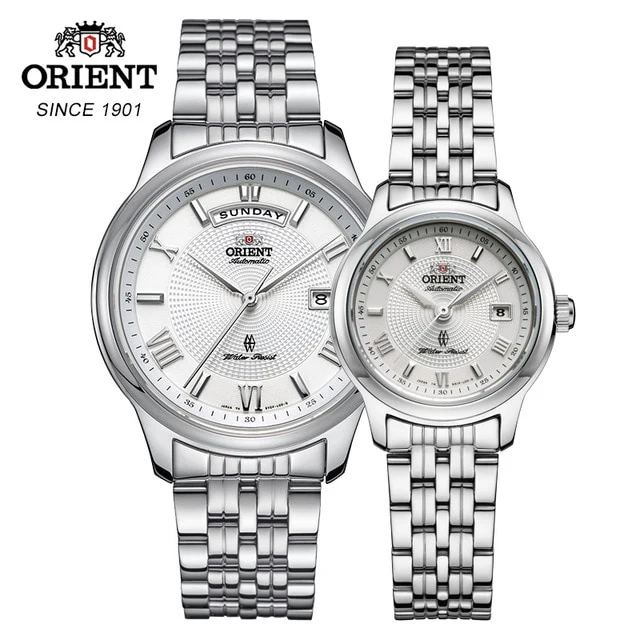 ORIENT Fashion White Couple Watches, A Pair Of Korean Version Of The Trend Of Steel Belt Lovers Watch Men Watch Waterproof Watch